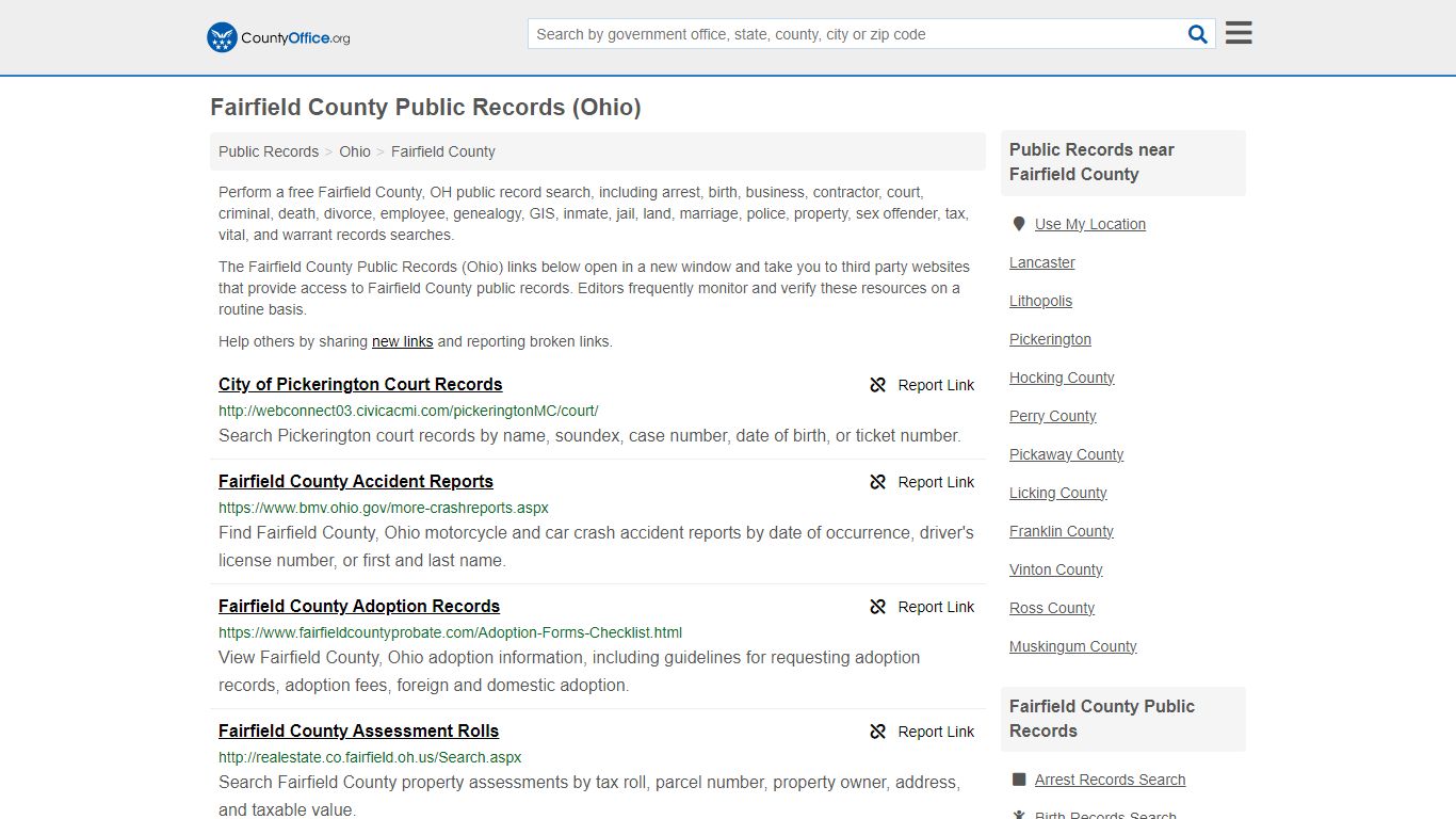 Public Records - Fairfield County, OH (Business, Criminal, GIS ...